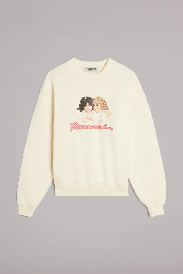 Women Fiorucci Angels Squiggle Logo Sweatshirt Cream Cream Women Fiorucci Angels Squiggle Logo Sweatshirt Cream Cream