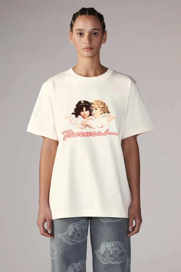 Women Fiorucci Angels Squiggle Logo TShirt Cream Cream Women Fiorucci Angels Squiggle Logo TShirt Cream Cream