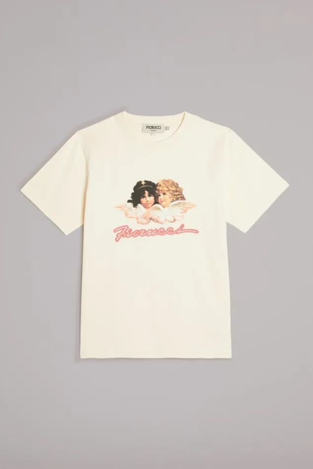 Women Fiorucci Angels Squiggle Logo TShirt Cream Cream Women Fiorucci Angels Squiggle Logo TShirt Cream Cream