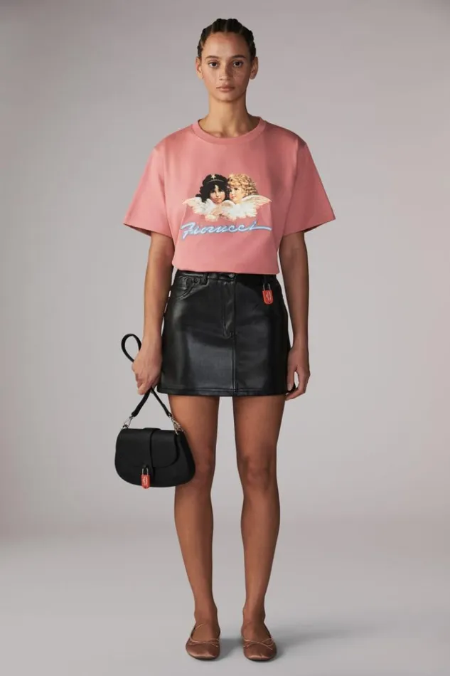 Women Fiorucci Angels Squiggle Logo TShirt Pink Pink