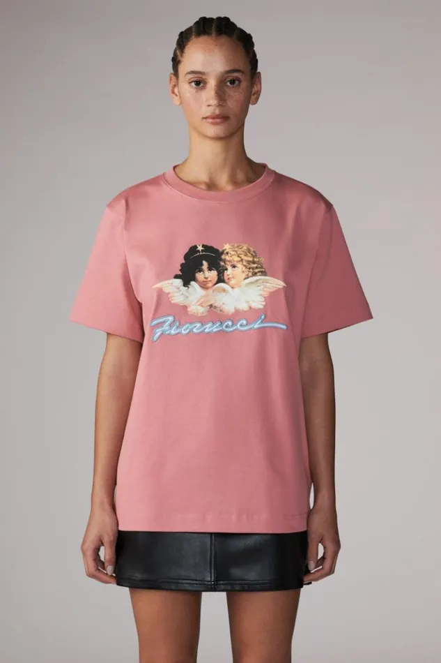Women Fiorucci Angels Squiggle Logo TShirt Pink Pink Women Fiorucci Angels Squiggle Logo TShirt Pink Pink