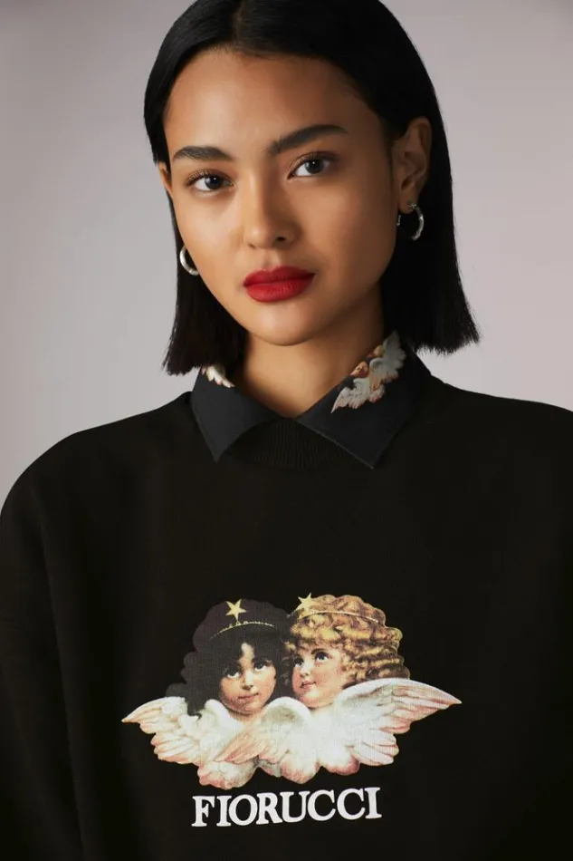 Women Fiorucci Angels Sweatshirt Black Black Women Fiorucci Angels Sweatshirt Black Black