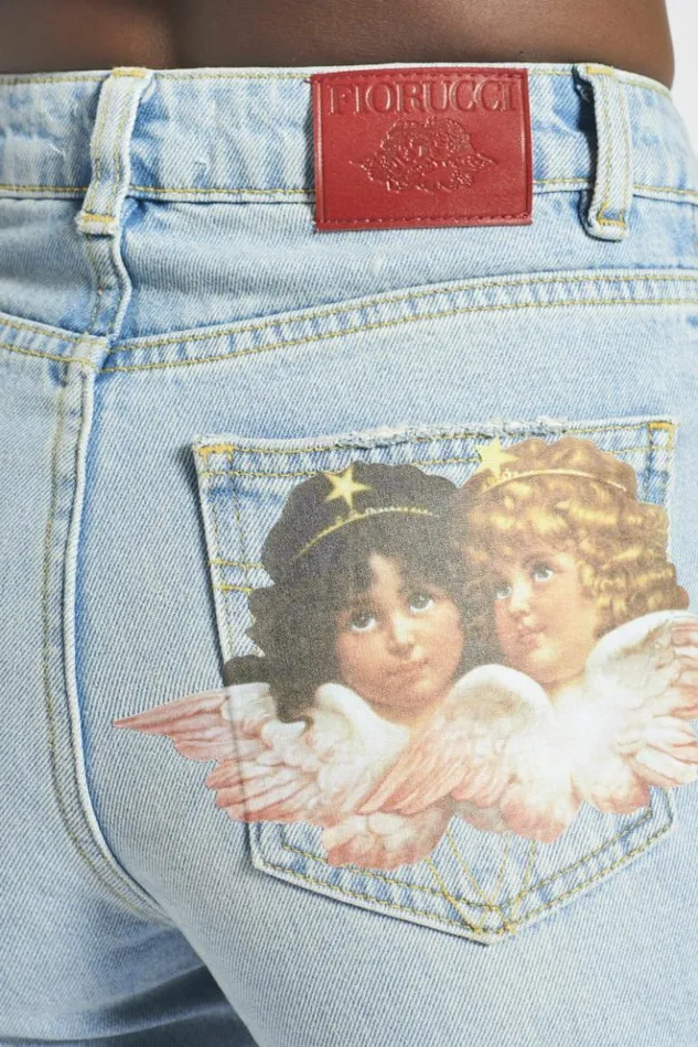 Women Fiorucci Angels Tara Tapered Jeans Blue Light Vintage Women Fiorucci Angels Tara Tapered Jeans Blue Light Vintage