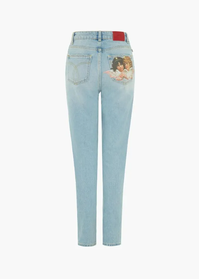 Women Fiorucci Angels Tara Tapered Jeans Blue Light Vintage Women Fiorucci Angels Tara Tapered Jeans Blue Light Vintage