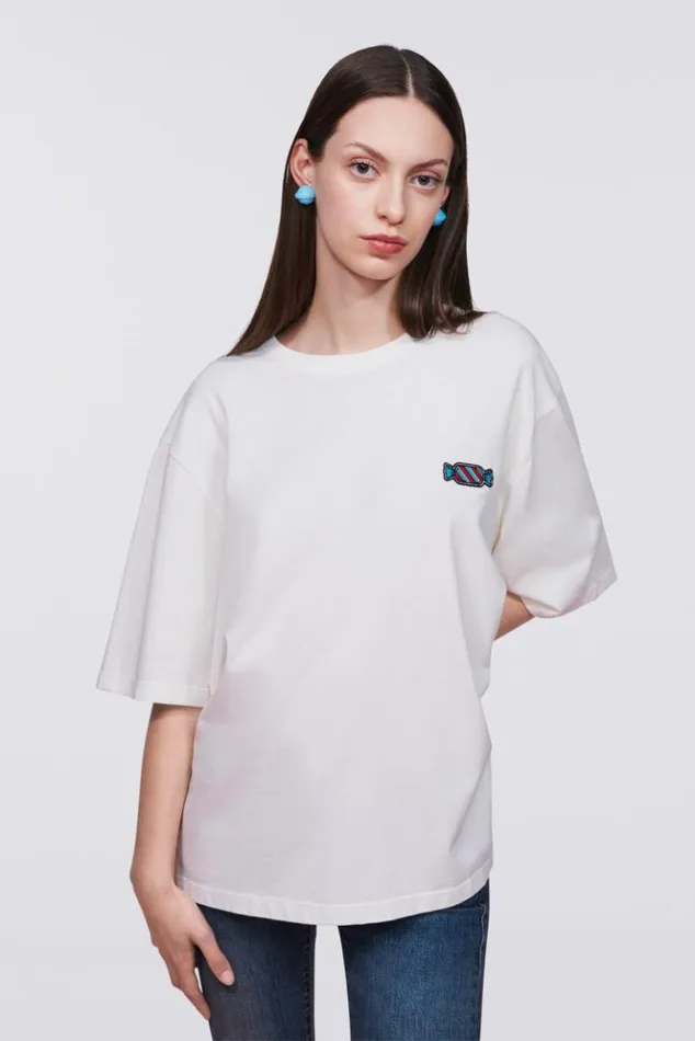 Women Fiorucci Candy Patch TShirt White White Women Fiorucci Candy Patch TShirt White White