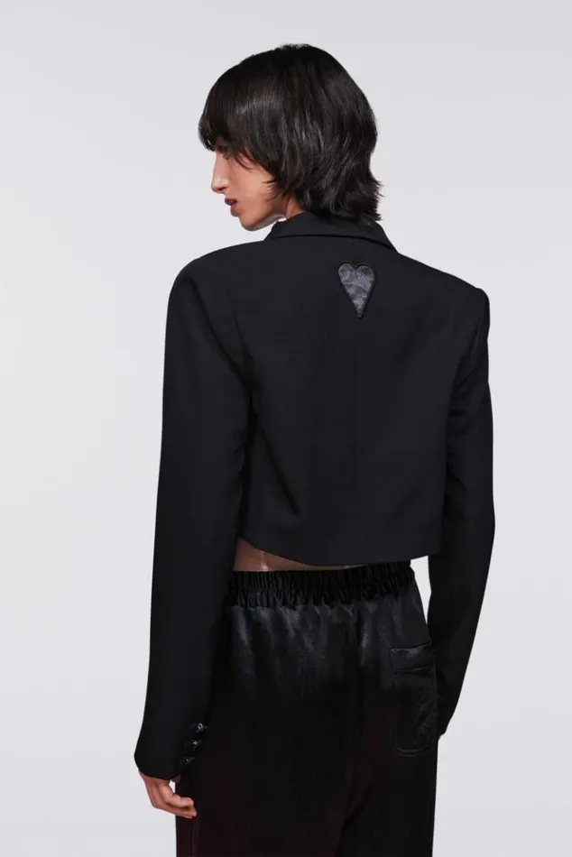 Women Fiorucci Crop Patch Blazer Black Black Women Fiorucci Crop Patch Blazer Black Black