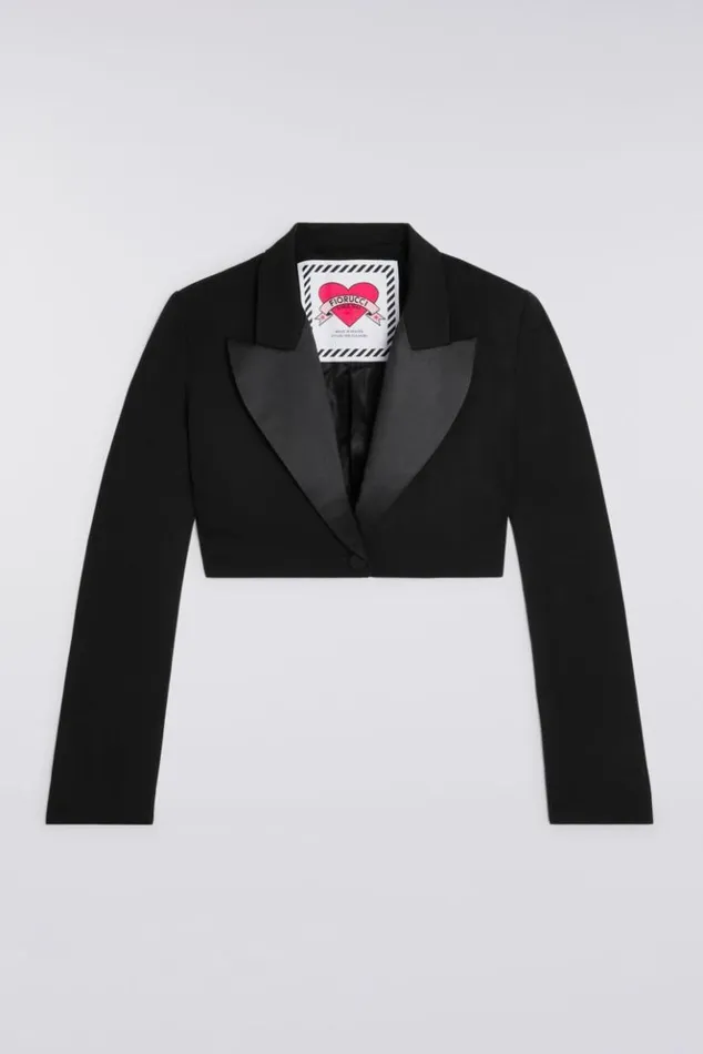 Women Fiorucci Crop Patch Blazer Black Black Women Fiorucci Crop Patch Blazer Black Black