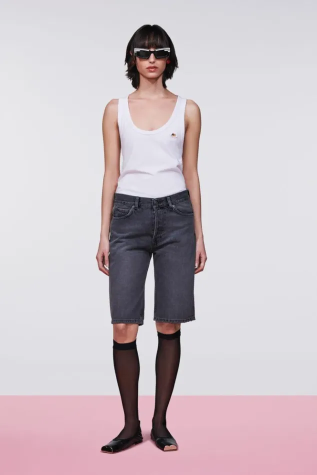 Women Fiorucci Denim Bermuda Shorts Black Black