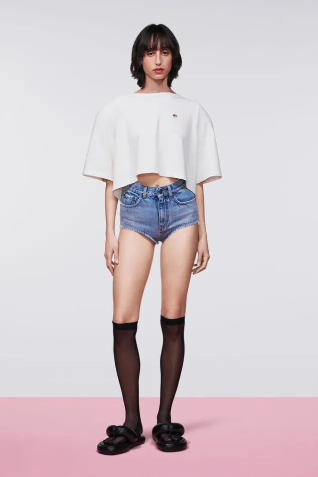 Women Fiorucci Denim Hot Pant Shorts Light Blue Light Blue
