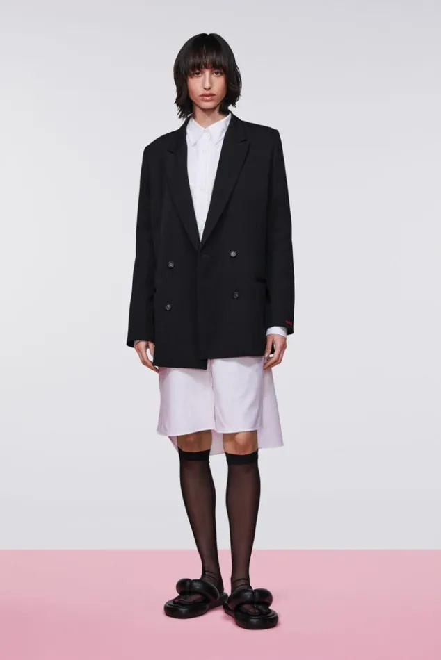 Women Fiorucci Double Breasted Patch Blazer Black Black
