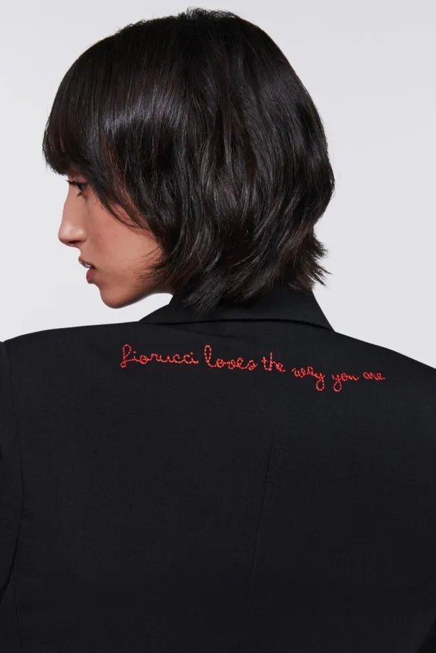 Women Fiorucci Double Breasted Patch Blazer Black Black Women Fiorucci Double Breasted Patch Blazer Black Black