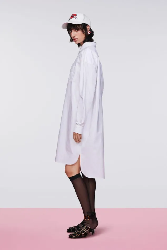 Women Fiorucci Embroidered Angels Midi Shirt Dress White White Women Fiorucci Embroidered Angels Midi Shirt Dress White White