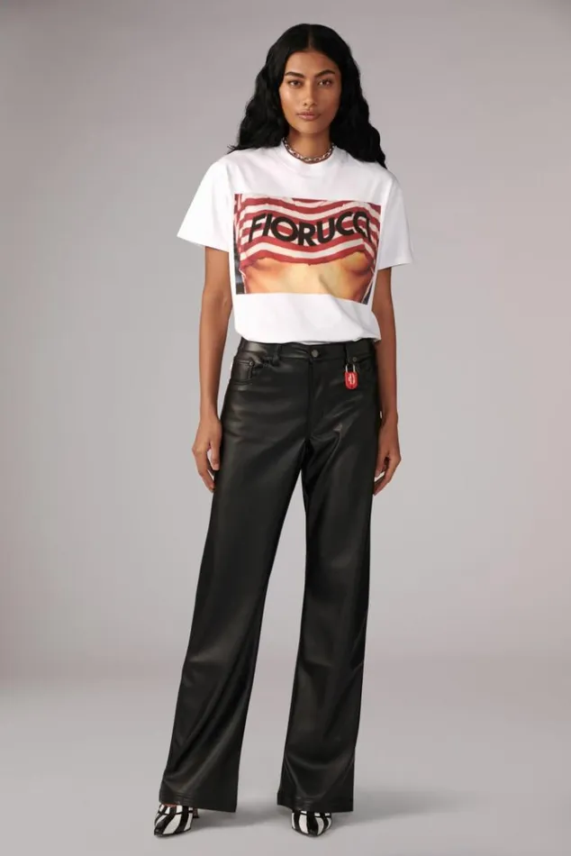 Women Fiorucci Faux Leather Trousers Black Black
