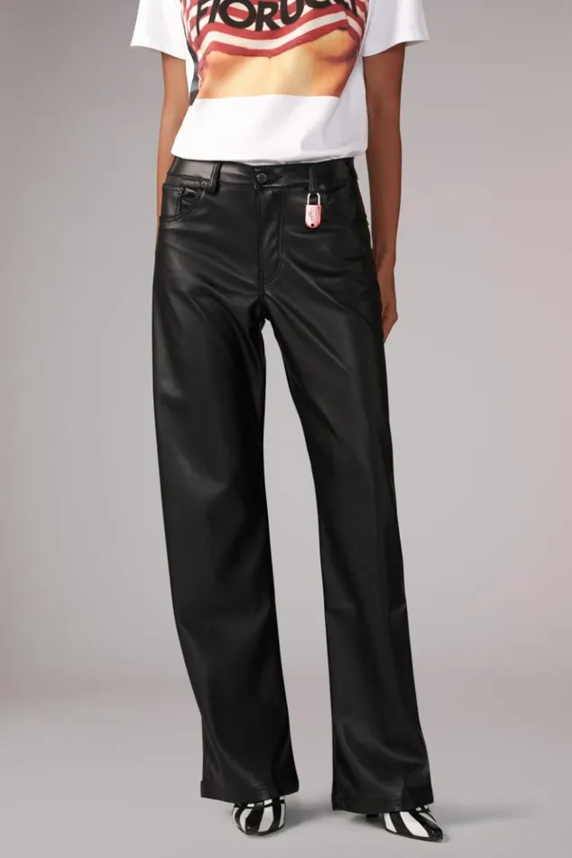 Women Fiorucci Faux Leather Trousers Black Black Women Fiorucci Faux Leather Trousers Black Black