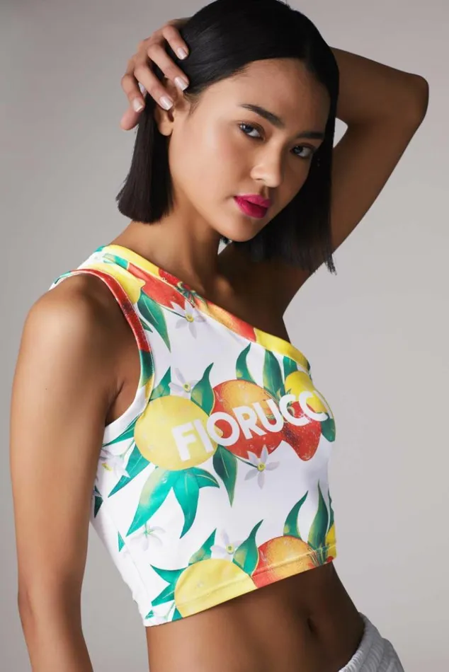 Women Fiorucci Fruity Print One Shoulder Crop Top White White Women Fiorucci Fruity Print One Shoulder Crop Top White White