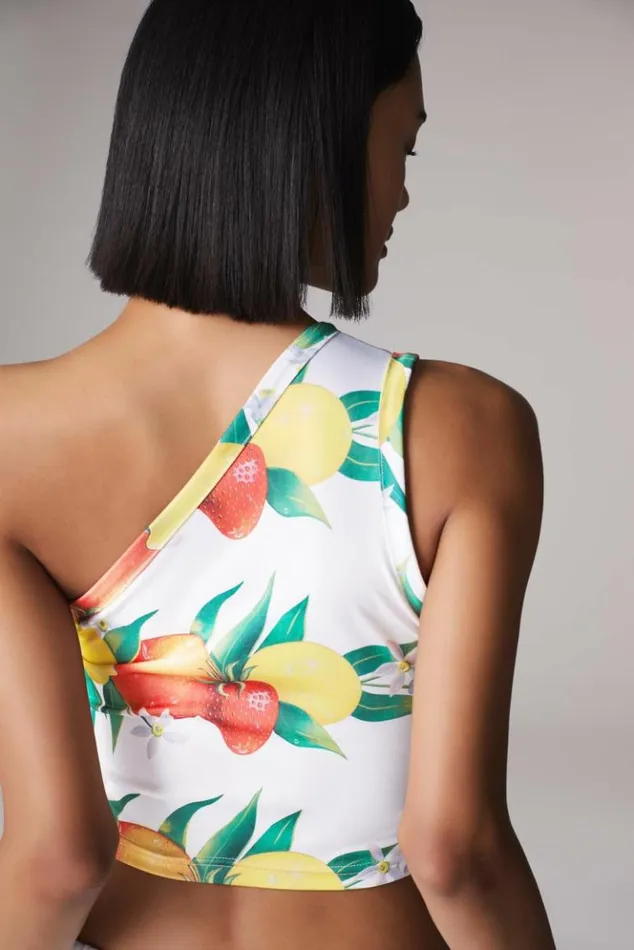 Women Fiorucci Fruity Print One Shoulder Crop Top White White Women Fiorucci Fruity Print One Shoulder Crop Top White White