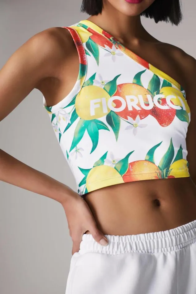 Women Fiorucci Fruity Print One Shoulder Crop Top White White Women Fiorucci Fruity Print One Shoulder Crop Top White White