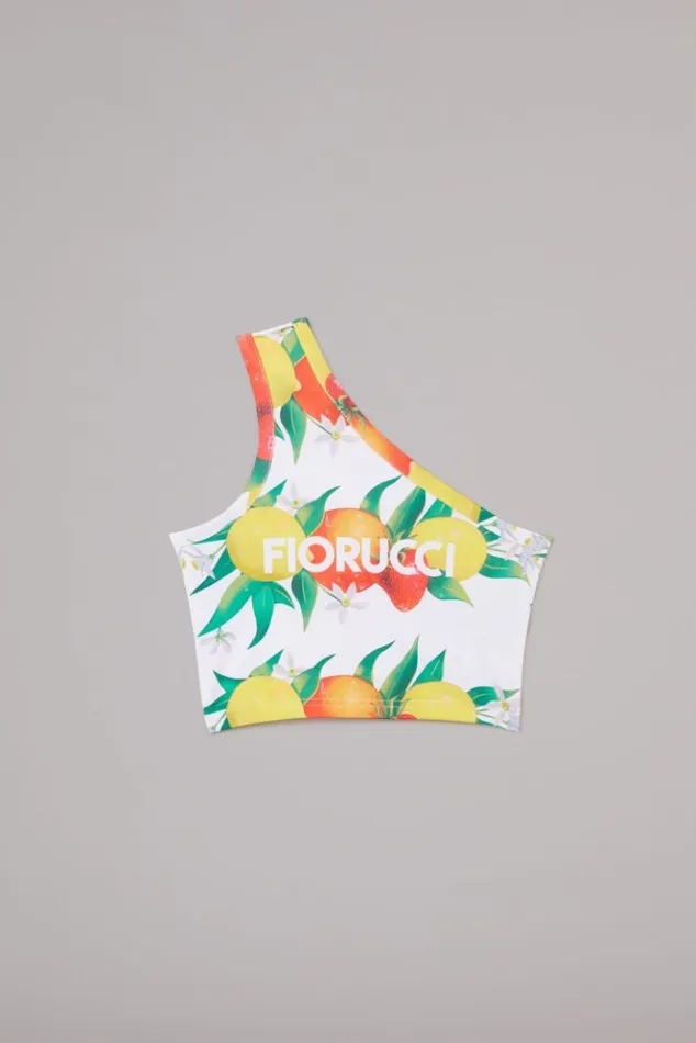 Women Fiorucci Fruity Print One Shoulder Crop Top White White Women Fiorucci Fruity Print One Shoulder Crop Top White White