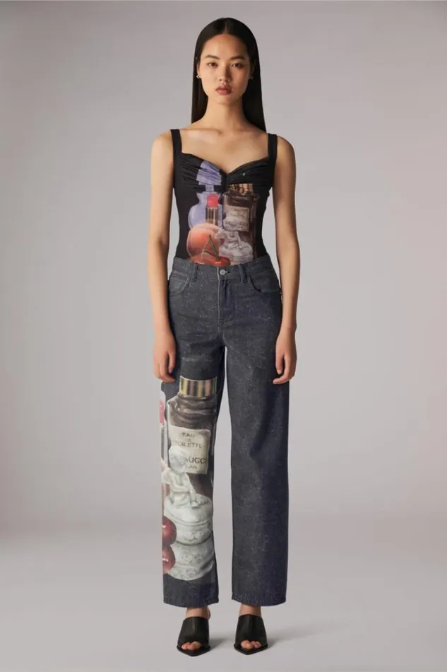Women Fiorucci Gloria Graphic Jeans Black Black