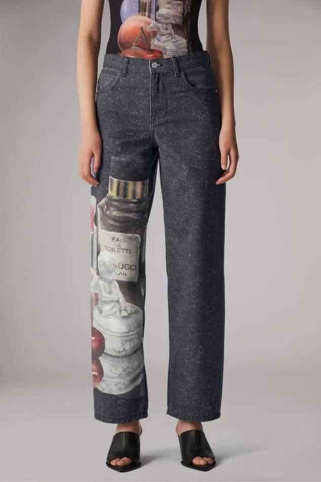 Women Fiorucci Gloria Graphic Jeans Black Black Women Fiorucci Gloria Graphic Jeans Black Black