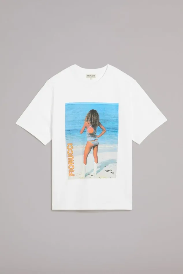 Women Fiorucci Graphic Poster Girl TShirt White White Women Fiorucci Graphic Poster Girl TShirt White White