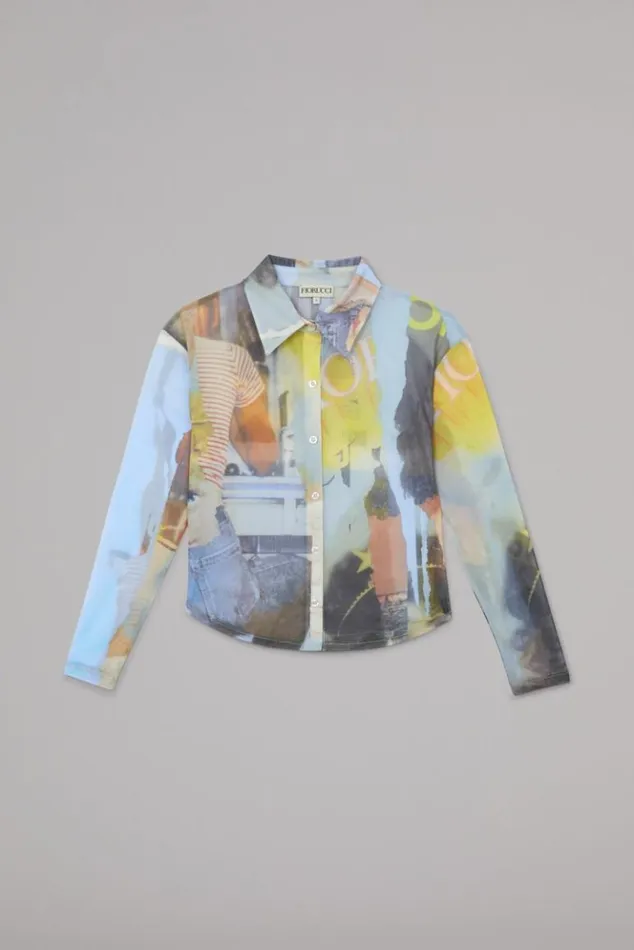 Women Fiorucci Graphic Poster Mesh Crop Shirt Multi Multi Women Fiorucci Graphic Poster Mesh Crop Shirt Multi Multi