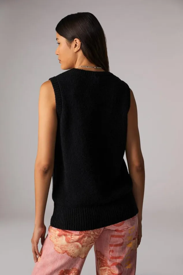 Women Fiorucci Icon Angels Knit Jumper Vest Black Black Women Fiorucci Icon Angels Knit Jumper Vest Black Black