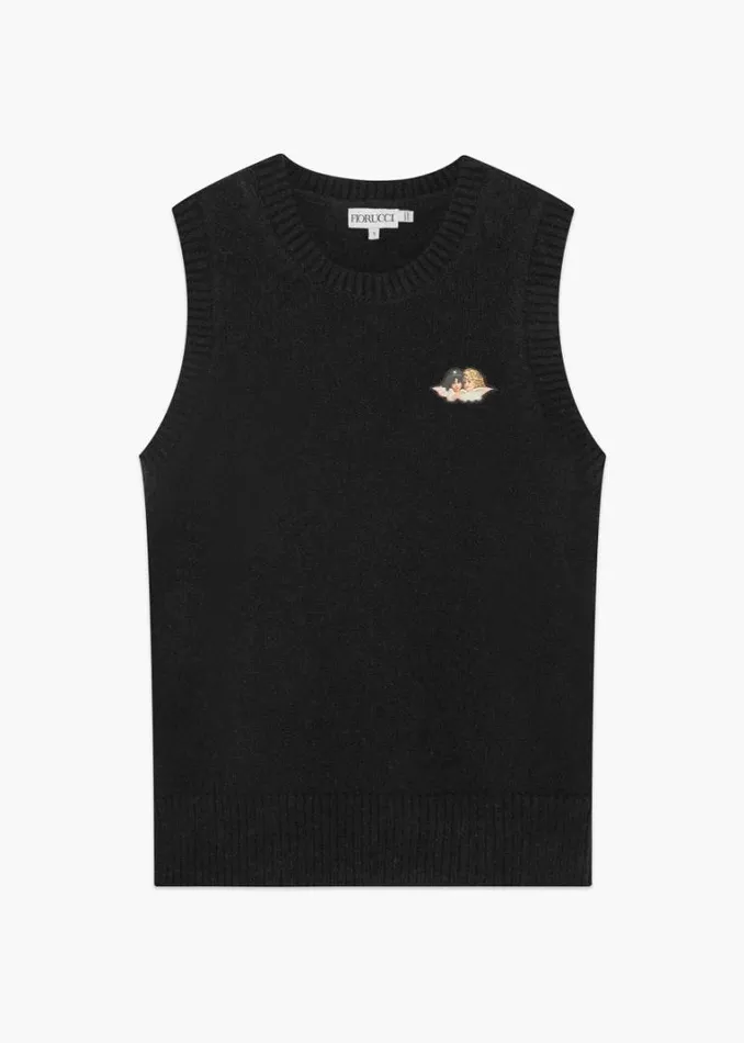 Women Fiorucci Icon Angels Knit Jumper Vest Black Black Women Fiorucci Icon Angels Knit Jumper Vest Black Black