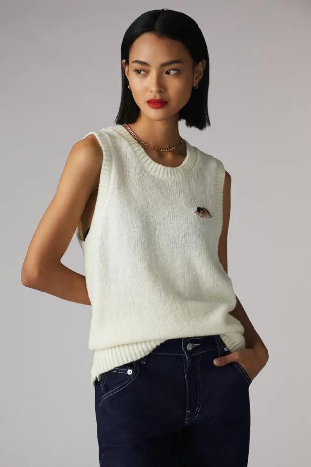 Women Fiorucci Icon Angels Knit Jumper Vest White White Women Fiorucci Icon Angels Knit Jumper Vest White White