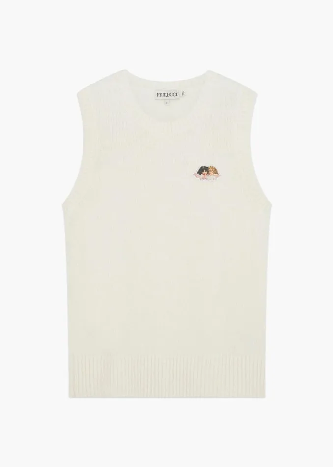 Women Fiorucci Icon Angels Knit Jumper Vest White White Women Fiorucci Icon Angels Knit Jumper Vest White White