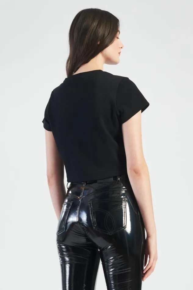 Women Fiorucci Icon Angels Ribbed Crop TShirt Black Black Women Fiorucci Icon Angels Ribbed Crop TShirt Black Black