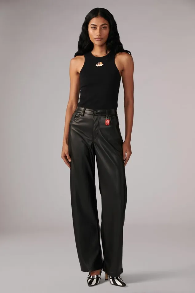 Women Fiorucci Icon Angels Ribbed Vest Black Black