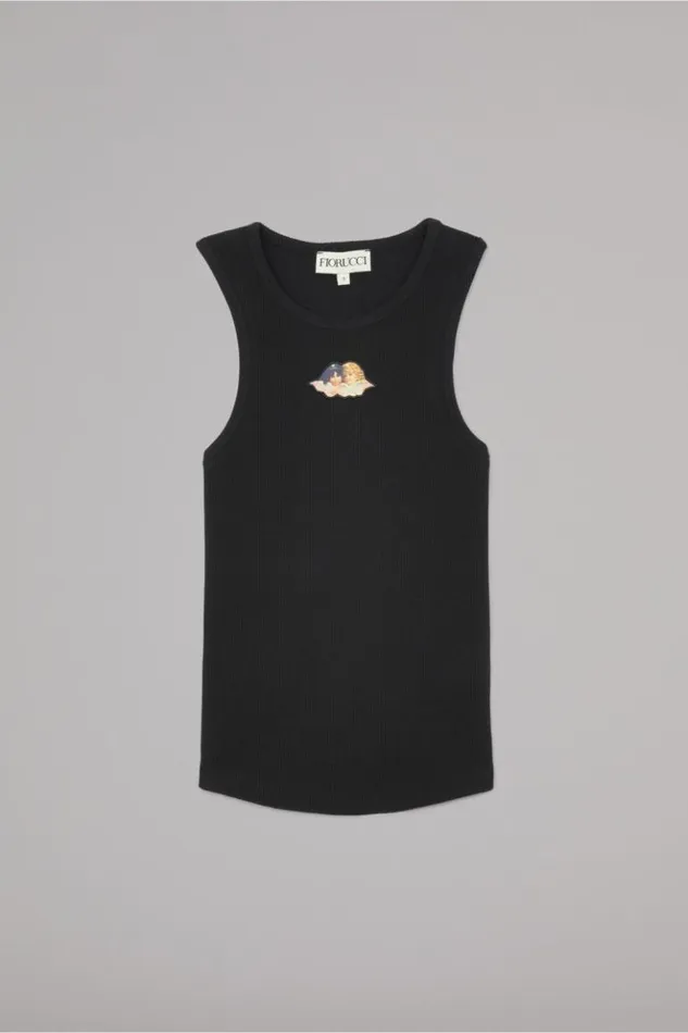 Women Fiorucci Icon Angels Ribbed Vest Black Black Women Fiorucci Icon Angels Ribbed Vest Black Black