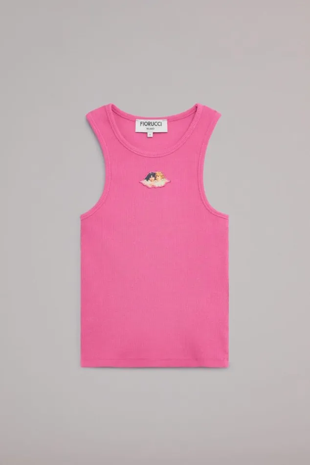 Women Fiorucci Icon Angels Ribbed Vest Pink Pink Women Fiorucci Icon Angels Ribbed Vest Pink Pink