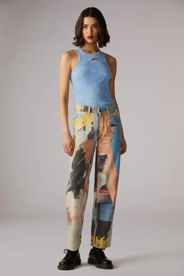 Women Fiorucci Icon Angels Vintage Wash Vest Blue Blue