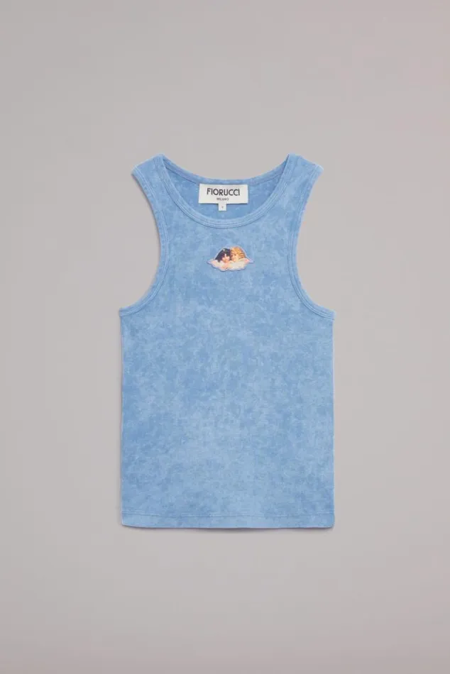Women Fiorucci Icon Angels Vintage Wash Vest Blue Blue Women Fiorucci Icon Angels Vintage Wash Vest Blue Blue