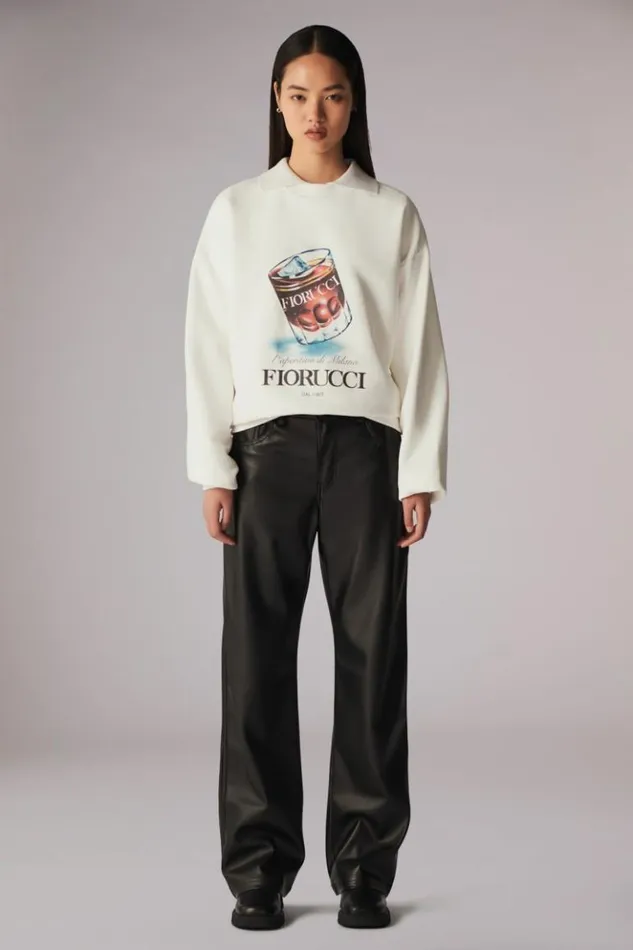 Women Fiorucci Lx27aperitivo Graphic Sweatshirt White Charcoal Grey