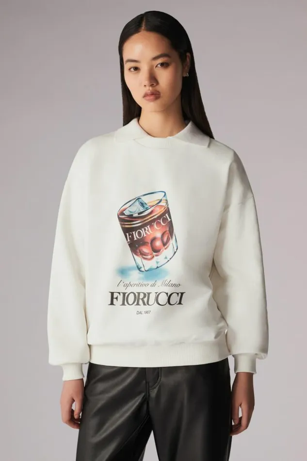 Women Fiorucci Lx27aperitivo Graphic Sweatshirt White Charcoal Grey Women Fiorucci Lx27aperitivo Graphic Sweatshirt White Charcoal Grey