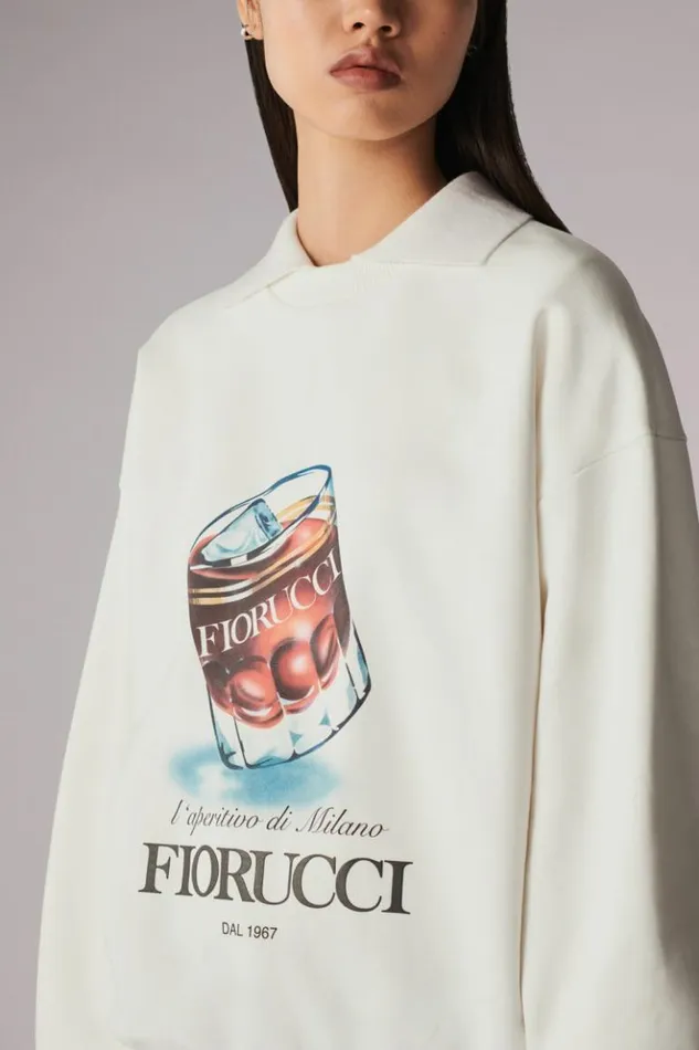 Women Fiorucci Lx27aperitivo Graphic Sweatshirt White Charcoal Grey Women Fiorucci Lx27aperitivo Graphic Sweatshirt White Charcoal Grey