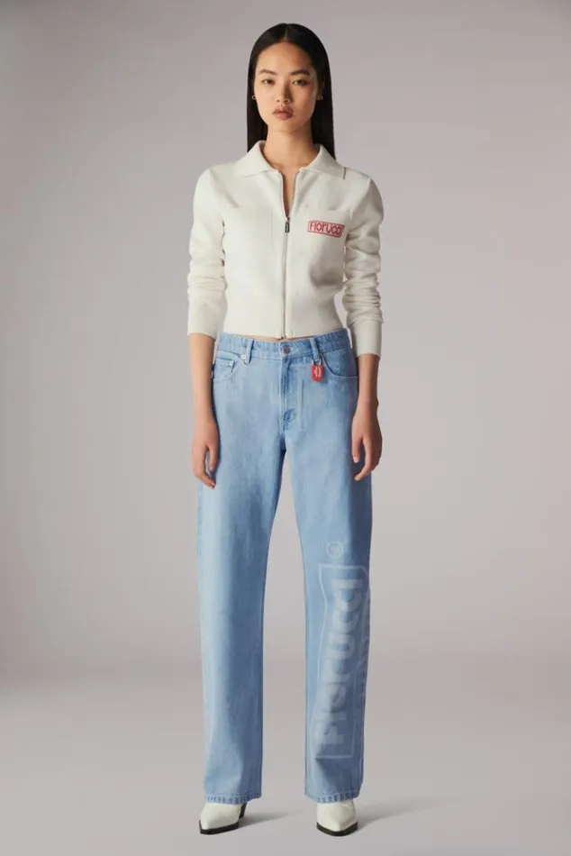Women Fiorucci Laser Logo Patti Jeans Blue Blue