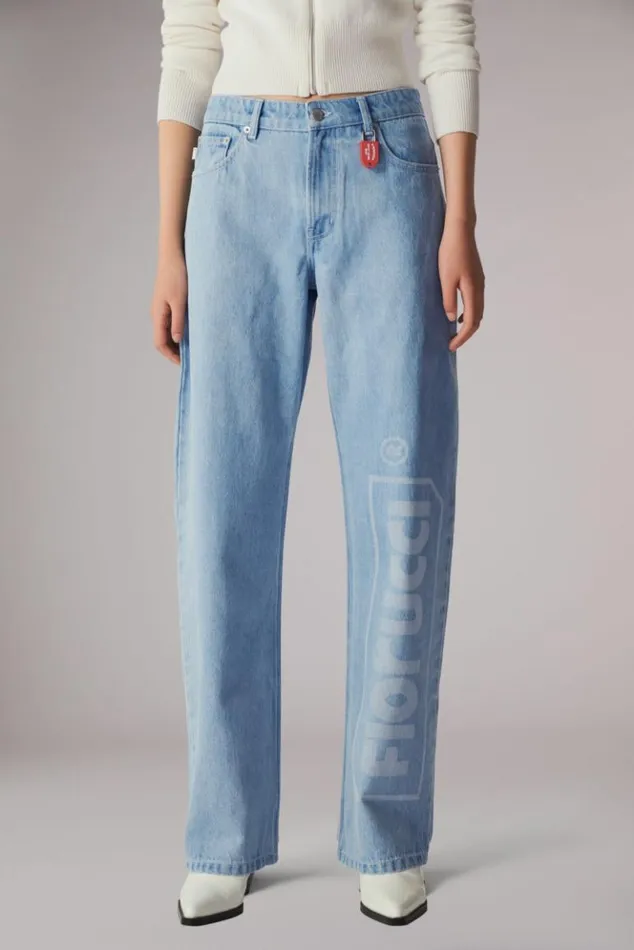 Women Fiorucci Laser Logo Patti Jeans Blue Blue Women Fiorucci Laser Logo Patti Jeans Blue Blue