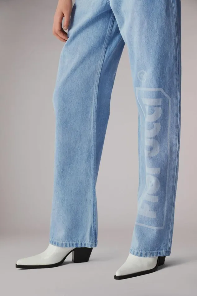 Women Fiorucci Laser Logo Patti Jeans Blue Blue Women Fiorucci Laser Logo Patti Jeans Blue Blue