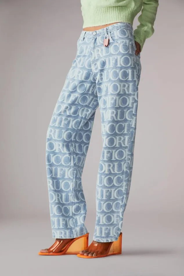 Women Fiorucci Laser Monogram Jeans Blue Blue Women Fiorucci Laser Monogram Jeans Blue Blue