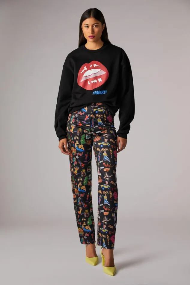 Women Fiorucci Lips Sweatshirt Black Black