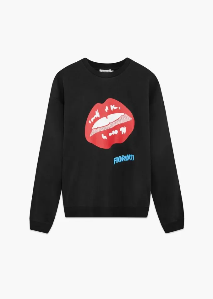 Women Fiorucci Lips Sweatshirt Black Black Women Fiorucci Lips Sweatshirt Black Black