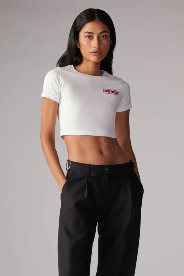 Women Fiorucci Logo Baby TShirt White White Women Fiorucci Logo Baby TShirt White White