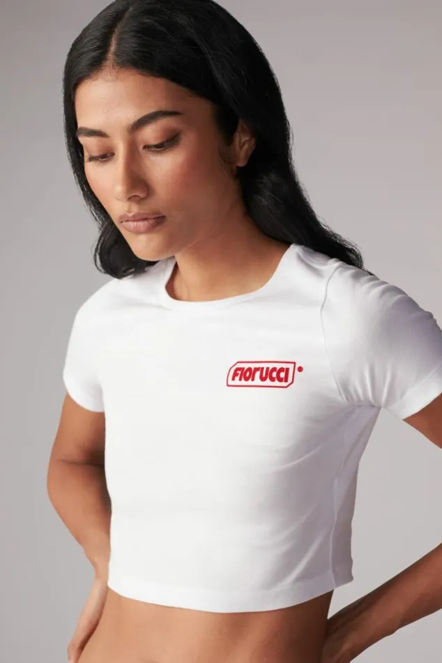 Women Fiorucci Logo Baby TShirt White White Women Fiorucci Logo Baby TShirt White White