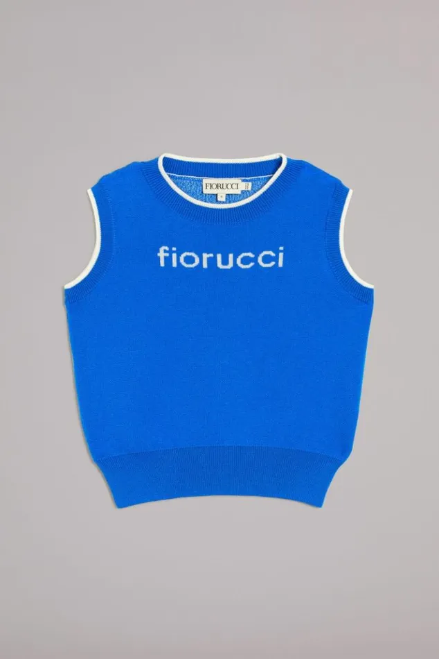 Women Fiorucci Logo Crop Knit Vest Blue Blue Women Fiorucci Logo Crop Knit Vest Blue Blue