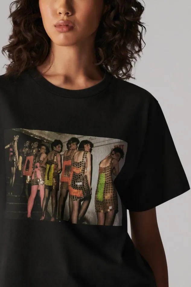 Women Fiorucci Logo Girls Graphic TShirt Black Black Women Fiorucci Logo Girls Graphic TShirt Black Black