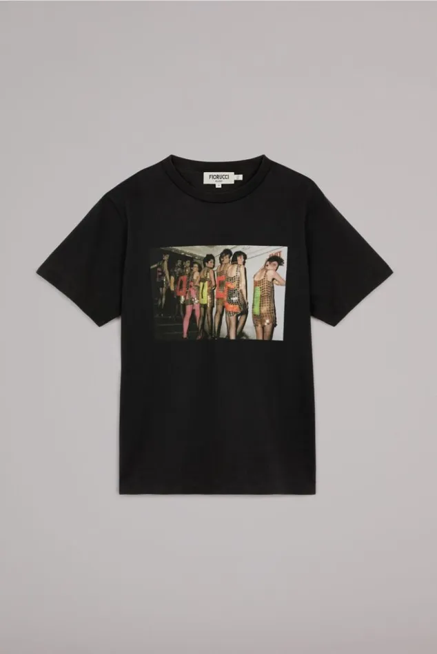 Women Fiorucci Logo Girls Graphic TShirt Black Black Women Fiorucci Logo Girls Graphic TShirt Black Black
